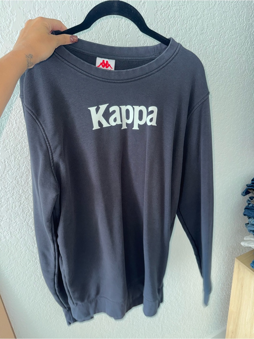 Kappa Men's Crewneck Sweatshirt in Charcoal with White Logo